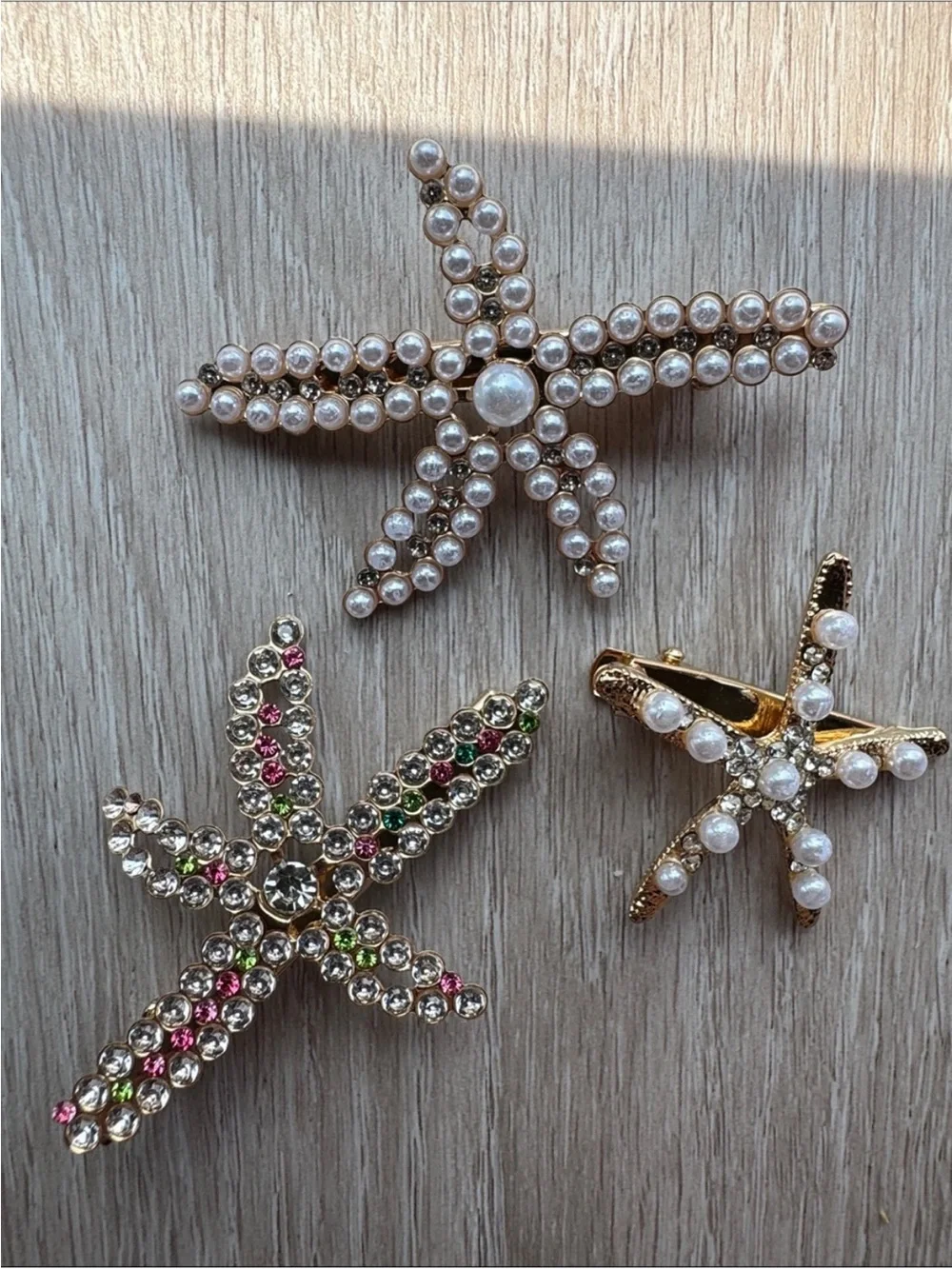 Gold Bead & Rhinestone Metallic Hair Clips NEW 🏷️